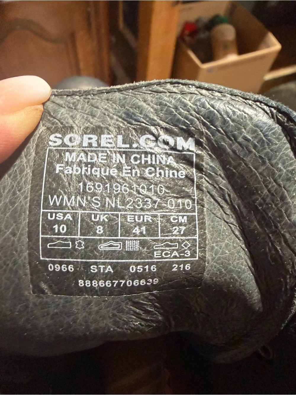 SOREL – Conquest Wedge Waterproof Leather Boots – Black Gray – Sz. 10